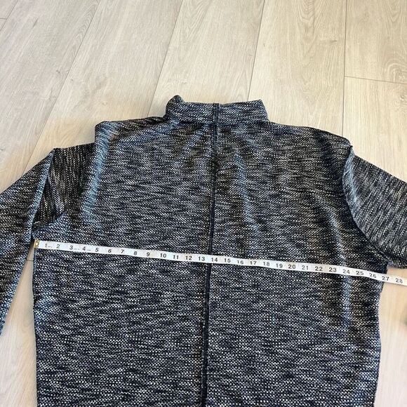 Free People Sweater XL Black White Mock Neck Distressed Relaxed Boho Lagenlook - Picture 5 of 7